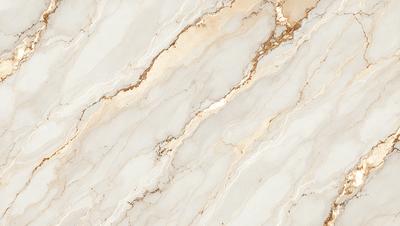 The primary subject of the image is a marble tile with a gold and white color scheme. The setting is a bathroom, as indicated by the presence of the marble tile. The visual style is a close-up of the marble tile, showcasing its intricate design and texture. The colors and mood of the image are elegant and sophisticated, with the gold and white tones creating a luxurious and refined atmosphere.