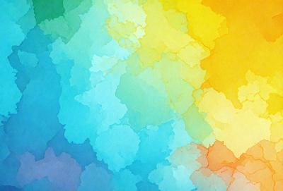 The primary subject of the image is a colorful, abstract artwork featuring a mix of blue, green, yellow, and orange colors. The setting is a colorful background, and the visual style is a combination of digital art and illustration. The dominant colors and overall atmosphere of the image are vibrant, lively, and energetic.