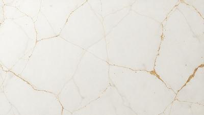 The primary subject of the image is a white marble wall with gold accents. The setting is a room with a white marble floor. The visual style is a close-up of the marble wall, showcasing its texture and gold accents. The colors and mood of the image are predominantly white and gold, creating a luxurious and elegant atmosphere.
