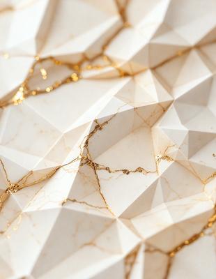 The primary subject of the image is a marble wall with a gold pattern. The setting is a room with a white background. The visual style is a close-up of the marble wall, showcasing the gold pattern. The colors and mood of the image are predominantly white and gold, giving it a luxurious and elegant appearance.