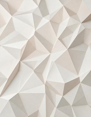 The primary subject of the image is a white wall with a geometric pattern. The setting is a room with a white background. The visual style is a combination of a photo and digital art, creating a unique and intricate design. The dominant colors are white and beige, giving the wall a clean and neutral appearance. The overall atmosphere is one of simplicity and elegance.