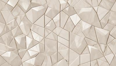 The primary subject of the image is a white marble wall with a pattern of triangles. The setting is a room with a white marble wall as the main focus. The visual style is a close-up of the marble wall, showcasing the intricate pattern of triangles. The colors and mood of the image are predominantly white, giving it a clean and elegant appearance.