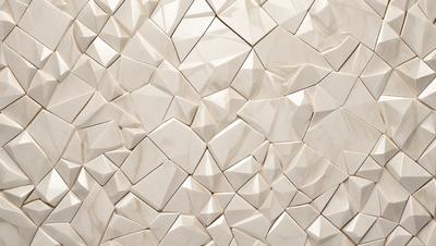 The primary subject of the image is a white marble wall with a unique pattern of triangular shapes. The setting is a room with a white marble wall, which serves as the background. The visual style of the image is a close-up of the marble wall, showcasing the intricate pattern of the triangular shapes. The colors and mood of the image are predominantly white, giving it a clean and elegant appearance.