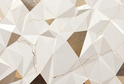 The primary subject of the image is a white and gold patterned wall. The setting is a room with a white and gold wallpaper, which creates a visually appealing and luxurious atmosphere. The visual style of the image is a combination of digital art and illustration, showcasing the intricate design of the wallpaper. The colors and mood of the image are predominantly white and gold, giving it a sophisticated and elegant appearance.