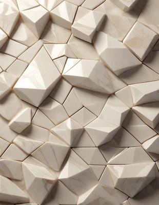 The primary subject of the image is a white marble wall with a unique and intricate design. The wall is covered in a pattern of white tiles, giving it a clean and elegant appearance. The setting is indoors, likely in a room with a modern or minimalist design. The visual style of the image is a close-up of the marble wall, showcasing the intricate details of the tile pattern. The colors and mood of the image are predominantly white, giving it a calm and serene atmosphere