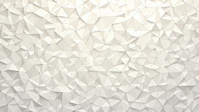 The primary subject of the image is a white wall with a geometric pattern. The setting is a white room, and the visual style appears to be a combination of digital art and illustration. The dominant colors are white and gray, creating a clean and minimalist atmosphere.
