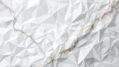 The primary subject of the image is a white wall with a pattern of triangles. The setting is a white wall with a pattern of triangles. The visual style is a photo. The dominant colors are white and gold, creating a clean and elegant atmosphere.