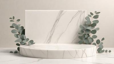 The primary subject of the image is a white marble countertop. The setting is a white room with a white wall. The visual style is a photo of a marble countertop. The colors and mood are predominantly white, giving the scene a clean and minimalist appearance.