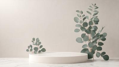 The primary subject of the image is a white table with two small green plants on it. The table is placed on a white surface, which serves as the setting for the scene. The visual style of the image is a photo, capturing the plants and the table in a realistic manner. The colors and mood of the image are predominantly white, giving it a clean and minimalist appearance.