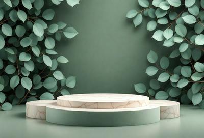 The primary subject of the image is a white marble table with a round top. The table is placed in front of a green wall, which serves as the setting or background. The visual style of the image is a photo, capturing the details of the marble table and the surrounding environment. The colors and mood of the image are predominantly green, with the green wall and the leaves of the plants surrounding the table, creating a serene and natural atmosphere.