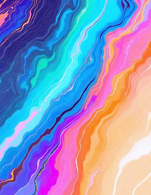 The primary subject of the image is a colorful, abstract design featuring a mix of blue, orange, and yellow hues. The setting is a white background, which provides a clean and minimalist appearance. The visual style is a combination of digital art and illustration, creating a vibrant and dynamic pattern. The colors and mood of the image are lively and energetic, with the bright colors evoking a sense of excitement and creativity.