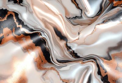 The primary subject of the image is a marble-like pattern, which is the main focus of the image. The setting is a marble-like surface, and the visual style appears to be a combination of a photo and digital art. The colors and mood of the image are predominantly brown and black, giving it a sophisticated and elegant appearance.