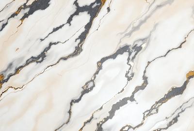 The image features a marble wall with a gold and white pattern. The wall is adorned with a beautiful marble design, giving it a luxurious and elegant appearance. The gold and white color scheme creates a sense of sophistication and refinement, making the wall an attractive focal point in the space.