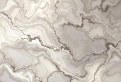 The primary subject of the image is a marble countertop with a patterned design. The setting is a kitchen, and the visual style is a close-up of the marble countertop. The colors and mood of the image are predominantly white, giving it a clean and elegant appearance.