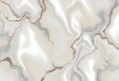 The primary subject of the image is a white marble tile with a gold vein running through it. The setting is a bathroom, and the visual style is a photo. The dominant colors are white and gold, creating a clean and elegant atmosphere.
