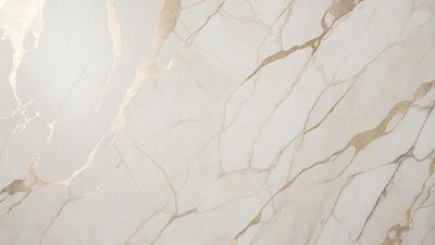 The primary subject of the image is a marble wall with a gold-colored design. The setting is a room with a white background, and the visual style is a close-up of the marble wall. The colors and mood of the image are predominantly white and gold, creating a luxurious and elegant atmosphere.