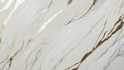 The primary subject of the image is a marble wall with a gold-colored design. The setting is a room with a white marble wall, and the visual style is a combination of a photo and digital art. The dominant colors are white and gold, creating a luxurious and elegant atmosphere.