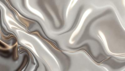 The primary subject of the image is a close-up of a shiny metal surface, possibly a piece of silver or a metal sheet. The setting is a room with a white background, which contrasts with the shiny metal surface. The visual style is a close-up of the metal, showcasing its reflective and shiny properties. The colors in the image are predominantly silver and white, creating a clean and modern atmosphere.