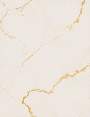 The primary subject of the image is a marble wall with a gold-colored design. The setting is a room with a white background, and the visual style is a combination of photo and digital art. The dominant colors are white and gold, creating a luxurious and elegant atmosphere.