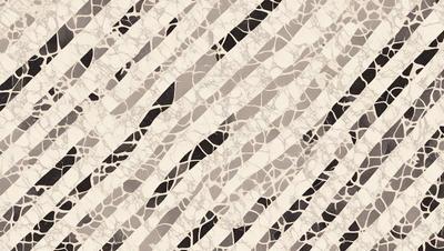 The primary subject of the image is a patterned wallpaper with a black and white design. The setting is a room with a tiled wall, and the visual style is a combination of photo and digital art. The dominant colors are black and white, creating a classic and timeless atmosphere.
