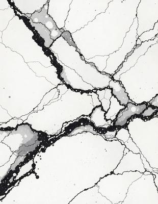 The primary subject of the image is a black and white drawing of a wall with a cracked texture. The setting is a white background, and the visual style appears to be a combination of a photo and a drawing. The colors and mood of the image are predominantly black and white, giving it a classic and timeless appearance.