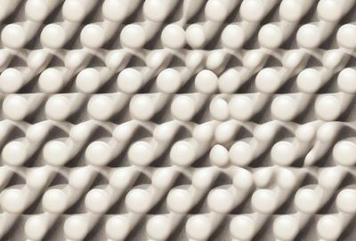 The primary subject of the image is a pattern of white balls, which are arranged in a visually appealing manner. The setting is a white background, which provides a clean and minimalistic look. The visual style is a combination of digital art and illustration, creating a unique and artistic representation of the white balls. The colors and mood of the image are predominantly white, giving it a clean, fresh, and serene atmosphere.