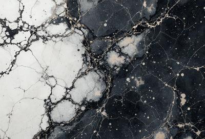 The primary subject of the image is a close-up of a marble surface with a black and white color scheme. The setting is a black and white photograph of the marble, which gives it a classic and timeless appearance. The visual style is a high-quality black and white photograph, showcasing the intricate details of the marble. The colors and mood of the image are predominantly black and white, creating a sense of elegance and sophistication.