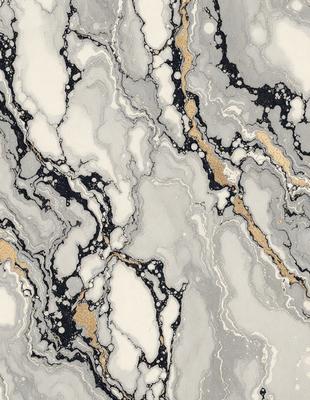 The primary subject of the image is a marble-like pattern with gold accents. The setting is a white background, and the visual style appears to be a combination of a photo and digital art. The colors and mood of the image are predominantly white and gold, creating a luxurious and elegant atmosphere.
