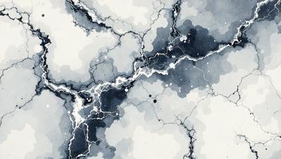 The primary subject of the image is a blue and white painting of a wall. The setting is a white background, and the visual style appears to be a combination of digital art and illustration. The dominant colors are blue and white, creating a calm and serene atmosphere.