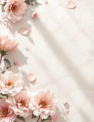 The primary subject of the image is a bouquet of pink flowers. The flowers are arranged in a vase, and they are placed on a white marble countertop. The setting is a room with a window, providing natural light to the scene. The visual style is a close-up of the flowers, showcasing their beauty and details. The colors and mood of the image are predominantly pink, creating a warm and inviting atmosphere.