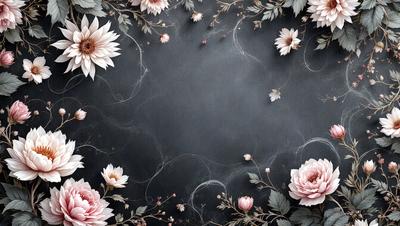 The primary subject of the image is a black background with a white flower. The setting is a black background with a white flower, and the visual style is a close-up of the flower. The dominant colors are black and white, and the overall atmosphere is elegant and artistic.