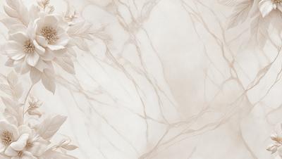 The primary subject of the image is a white marble wall with a pattern of white flowers. The setting is a white marble wall, and the visual style is a photo. The colors and mood of the image are predominantly white, giving it a clean and elegant appearance.