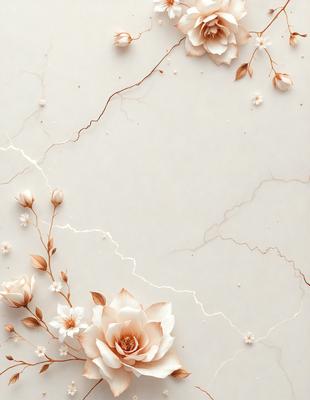 The primary subject of the image is a beautifully designed wallpaper featuring a white and brown floral pattern. The setting is a white marble wall, which serves as the perfect backdrop for the intricate design. The visual style of the image is a combination of photo and digital art, creating a realistic yet artistic representation of the floral pattern. The colors and mood of the image are predominantly white and brown, giving it a warm and inviting atmosphere.