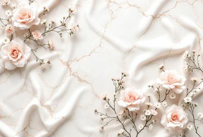 The primary subject of the image is a white flower with pink petals, which is placed on a white background. The visual style of the image is a photo, and the dominant colors are white and pink. The overall atmosphere of the image is elegant and serene.
