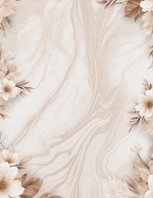 The primary subject of the image is a marble-like surface with a pattern of swirls and a flowery design. The setting is a white background, which contrasts with the marble-like surface. The visual style is a combination of a photo and digital art, creating a unique and intricate design. The colors and mood of the image are predominantly white, with the swirls and flowers adding a touch of color and visual interest.