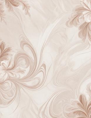 The primary subject of the image is a wallpaper with a flowery pattern. The setting is a room with a white wall, and the visual style is a patterned wallpaper. The dominant colors are white and brown, creating a warm and inviting atmosphere.