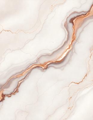 The primary subject of the image is a marble countertop with a gold vein running through it. The setting is a kitchen, and the visual style is a close-up of the marble countertop. The colors and mood of the image are predominantly white and gold, giving it a luxurious and elegant appearance.