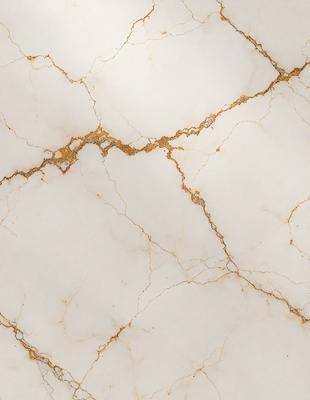 The primary subject of the image is a marble surface with a gold-colored pattern. The setting is a white marble wall, and the visual style is a close-up of the marble surface. The colors and mood of the image are predominantly white and gold, creating a luxurious and elegant atmosphere.