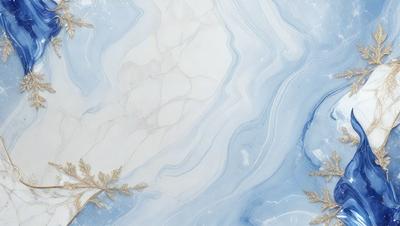 The primary subject of the image is a marble countertop with a blue and white pattern. The setting is a kitchen, and the visual style is a photo. The dominant colors are blue and white, creating a clean and elegant atmosphere.