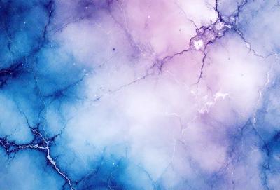 The primary subject of the image is a blue and purple marbled surface, which appears to be a piece of art or a decorative item. The setting is a room with a blue and purple color scheme, which complements the artwork. The visual style is a combination of digital art and illustration, creating a unique and eye-catching design. The colors and mood of the image are predominantly blue and purple, giving it a calming and serene atmosphere.