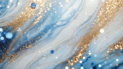 The primary subject of the image is a blue and gold swirling pattern, which appears to be a painting or a digital artwork. The setting is a white surface, possibly a wall or a canvas, where the artwork is displayed. The visual style suggests that the image is a creative and artistic representation of the swirling pattern. The dominant colors in the image are blue and gold, creating a sense of depth and richness in the artwork.