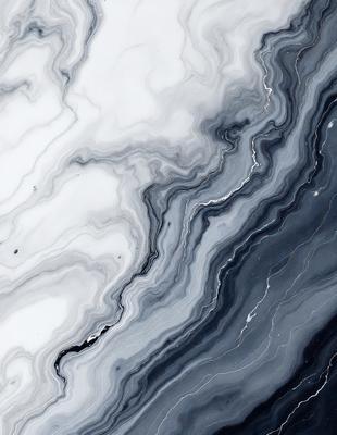 The primary subject of the image is a close-up of a marble-like surface, possibly a marble countertop or a marble-patterned wall. The setting is a room with a black and white color scheme, which gives the space a classic and elegant appearance. The visual style of the image is a close-up, which emphasizes the intricate details of the marble surface. The colors and mood of the image are predominantly black and white, creating a timeless and sophisticated atmosphere.