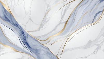 The primary subject of the image is a marble wall with a gold accent. The setting is a room with a white background. The visual style is a combination of photo and digital art, creating a unique and artistic representation of the marble wall. The dominant colors are white and gold, giving the image a luxurious and elegant atmosphere.