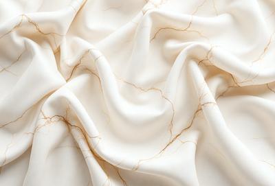 The primary subject of the image is a white fabric with a marbled pattern. The setting is a white background, and the visual style appears to be a photo. The colors and mood of the image are predominantly white, giving it a clean and elegant appearance.