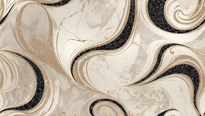 The primary subject of the image is a marble-like pattern with a gold and white color scheme. The setting is a wall, and the visual style appears to be a combination of a photo and digital art. The colors and mood of the image are elegant and sophisticated, with the gold and white tones creating a luxurious and refined atmosphere.