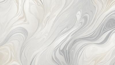 The primary subject of the image is a large, white, and gray marble wall. The setting is a room with a white and gray marble floor. The visual style is a close-up of the marble wall, showcasing its intricate patterns and textures. The colors and mood of the image are predominantly white and gray, giving it a clean and elegant appearance.