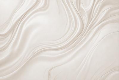 The primary subject of the image is a white, flowing, and curved surface, which appears to be a wall or a piece of art. The setting is a white room, and the visual style is a combination of a photo and digital art. The dominant colors are white, and the overall atmosphere is clean, minimalistic, and elegant.