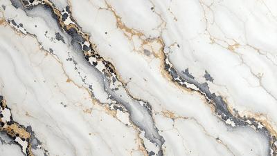 The image features a marble surface with a pattern of black and white spots. The marble appears to be a mix of white and brown, giving it a unique and elegant appearance. The pattern of black and white spots adds a touch of sophistication to the overall design. The marble surface is likely used for decorative purposes or as a high-quality material for various applications.