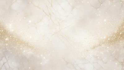 The primary subject of the image is a white marble wall with a pattern of gold specks. The setting is a room with a white marble floor. The visual style is a close-up of the marble wall, showcasing the intricate pattern of gold specks. The colors and mood of the image are predominantly white and gold, creating a sense of elegance and sophistication.