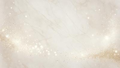 The primary subject of the image is a marble tile wall. The setting is a bathroom, and the visual style is a photo. The dominant colors are white and gold, creating a warm and elegant atmosphere.